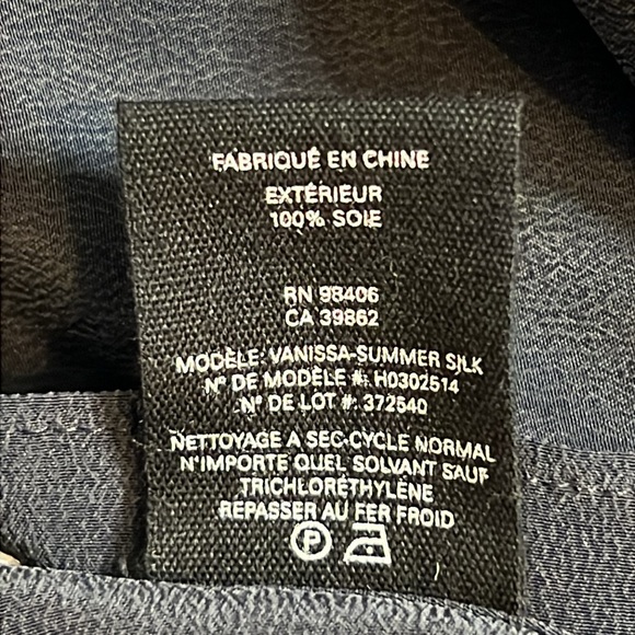 Theory Vanissa Summer Silk Wrap Top Criss Cross Back in Navy Blue Women’s Large - Picture 11 of 11